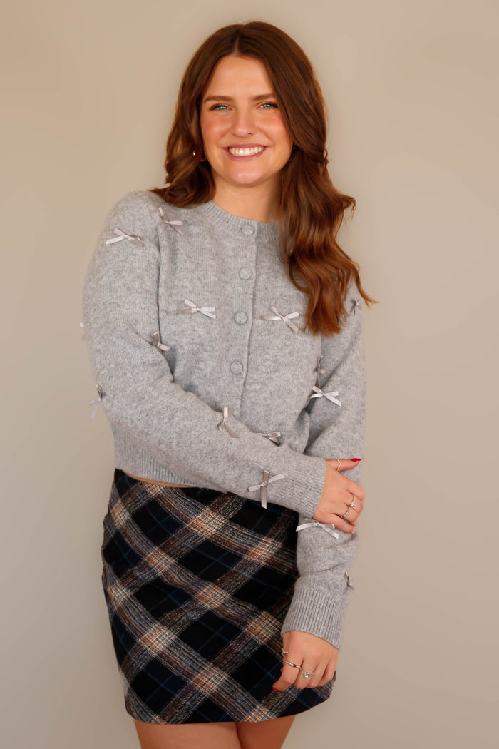 Ribbon Bow Cardigan- Women's Bow Cardigan- Mable Sweaters