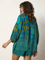 Maribel Top - Navy Sage Border-view 6