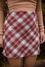 Maroon Plaid Mini Skirt- Women's Plaid Fall Skirt- Women's Preppy Fall Outfits