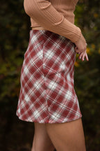 Maroon Plaid Mini Skirt- Women's Plaid Fall Skirt- Women's Preppy Fall Outfits