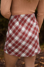 Meet Me At The Steps Skirt-Maroon Plaid