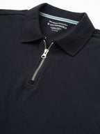 Men's 100% Cotton Zip Polo T Shirt Navy