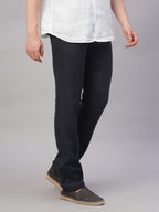 Men's 100% Linen Regular Fit Straight Leg Pant Navy