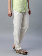 Men's Linen Viscose Regular Fit Pant Cream