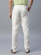 Men's Linen Viscose Regular Fit Pant Cream