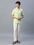 Men's Linen Viscose Regular Fit Pant Cream