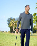 Man wearing long sleeve collared shirt in smoke. (Style 12004) - BloqUV