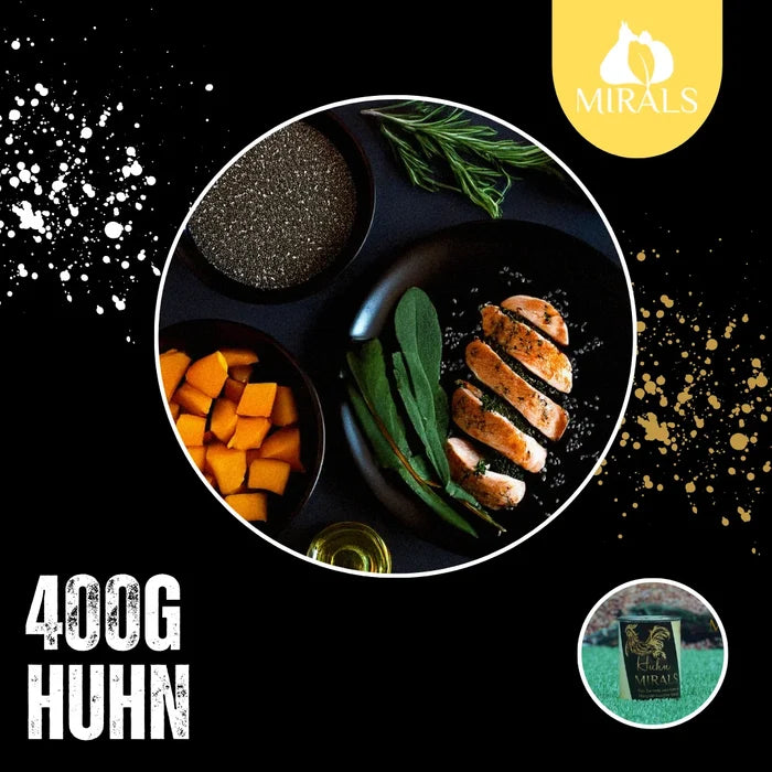 MIRALS Zarte Huhn an Mangold-Karotten Stampf mit Mango-Himbeerchutney