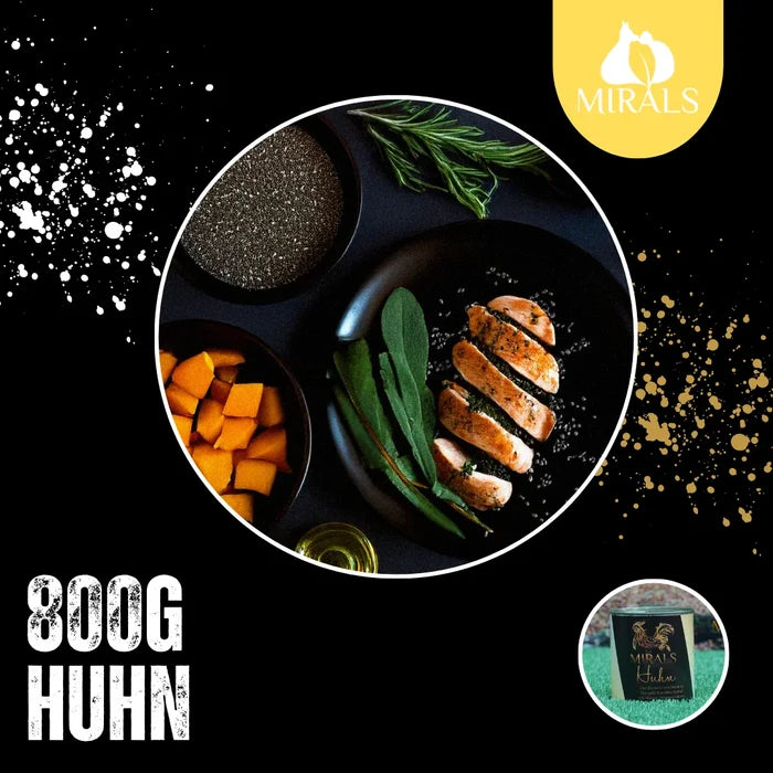 MIRALS Zarte Huhn an Mangold-Karotten Stampf mit Mango-Himbeerchutney