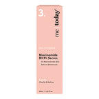 A tall, slim pink box for Niacinamide B3 5% Serum, featuring black text.
