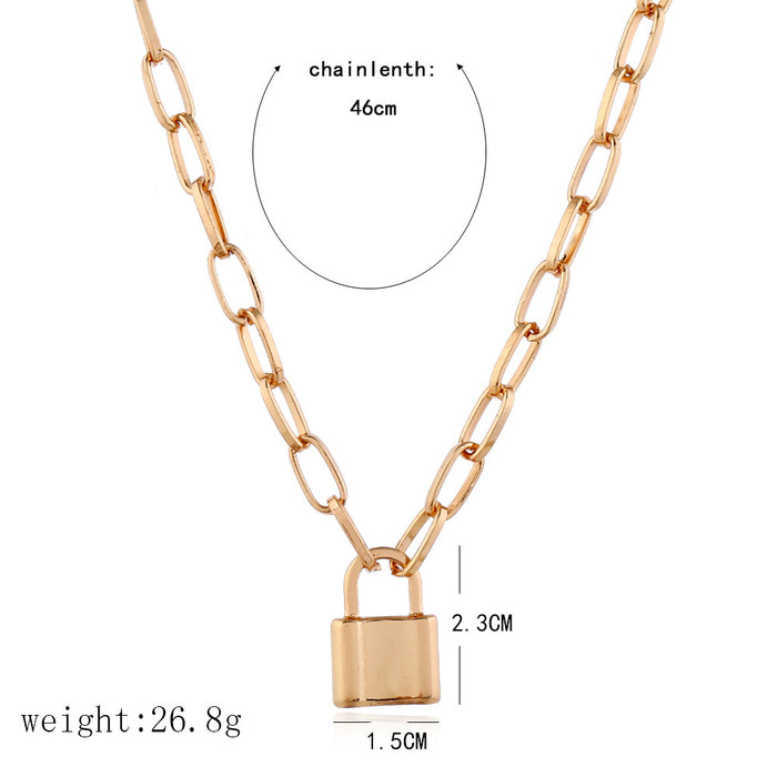 N2725 - American personality fashion cold wind lock element Necklace