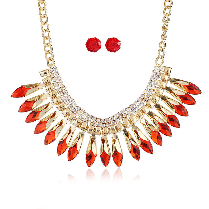 N2732 - Diamond Tassel Necklace Earring Set