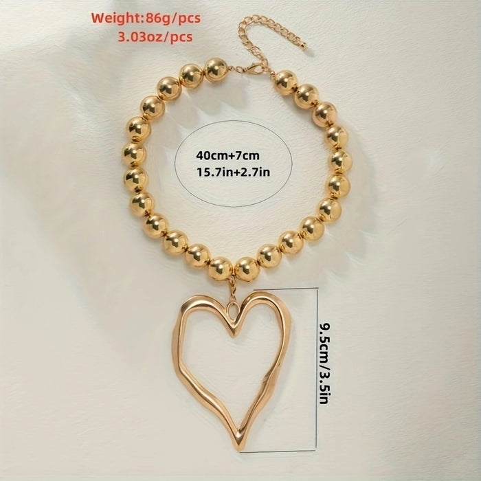 N2734 - Simple round beads love pendant necklace