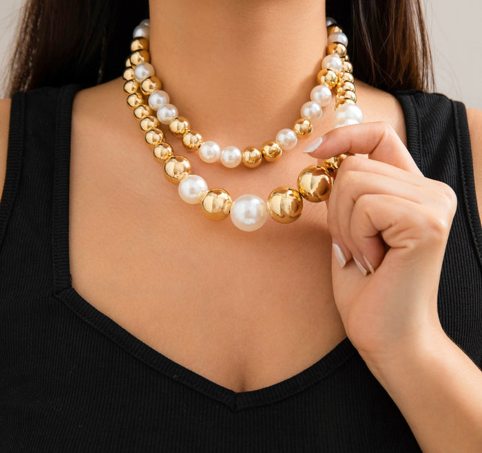 N2740 - Large beads fashion short necklace