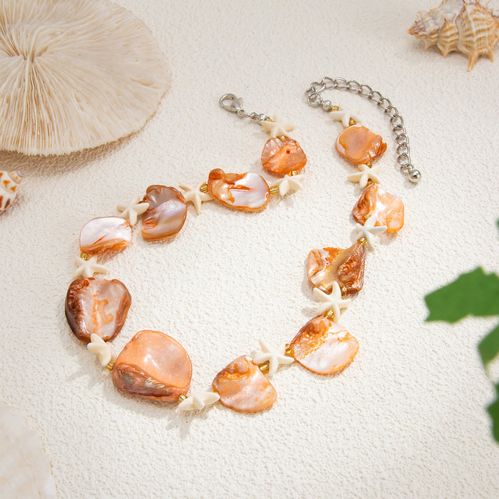 N2745 - Bohemian Beach Starfish Shell Beaded Necklace