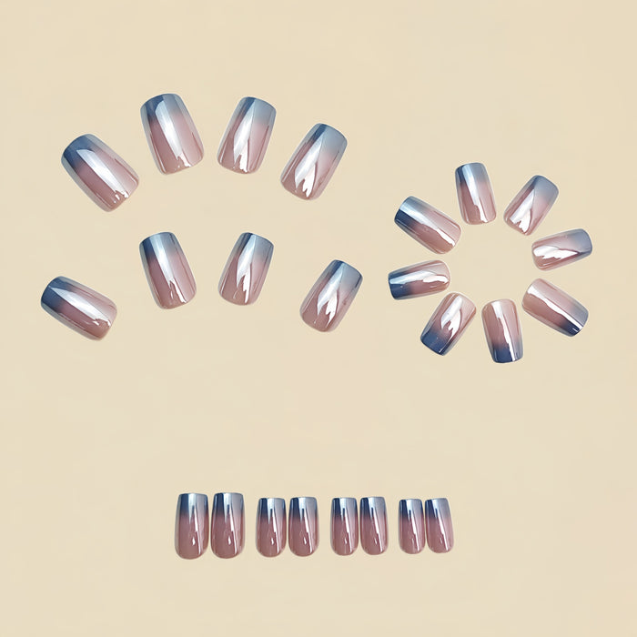 NA085 - Classy Electroplated Silver Gradient Nails