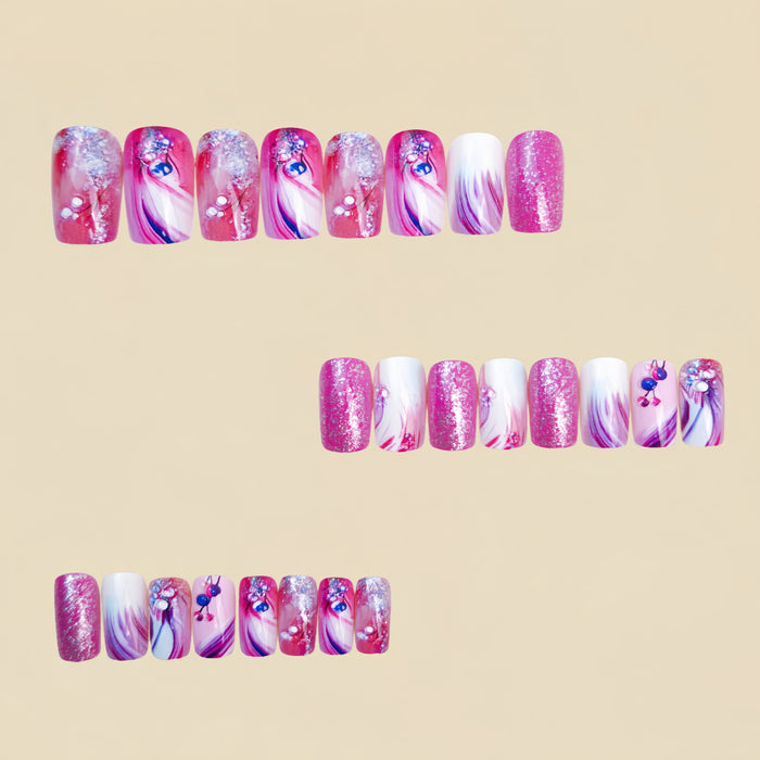 NA099 - Purple Glitter Diamond Nails