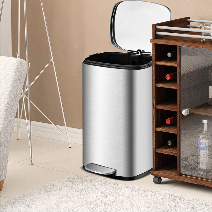 NNECW 13.2 gallon stainless steel trash can with Removable Inner Bucket for Home Use-4