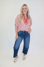 On The Bright Side Striped V-Neck Top - The Pink Tulip Clothing