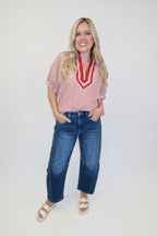 On The Bright Side Striped V-Neck Top - The Pink Tulip Clothing