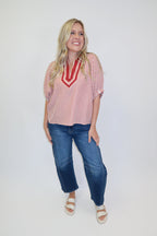 On The Bright Side Striped V-Neck Top - The Pink Tulip Clothing