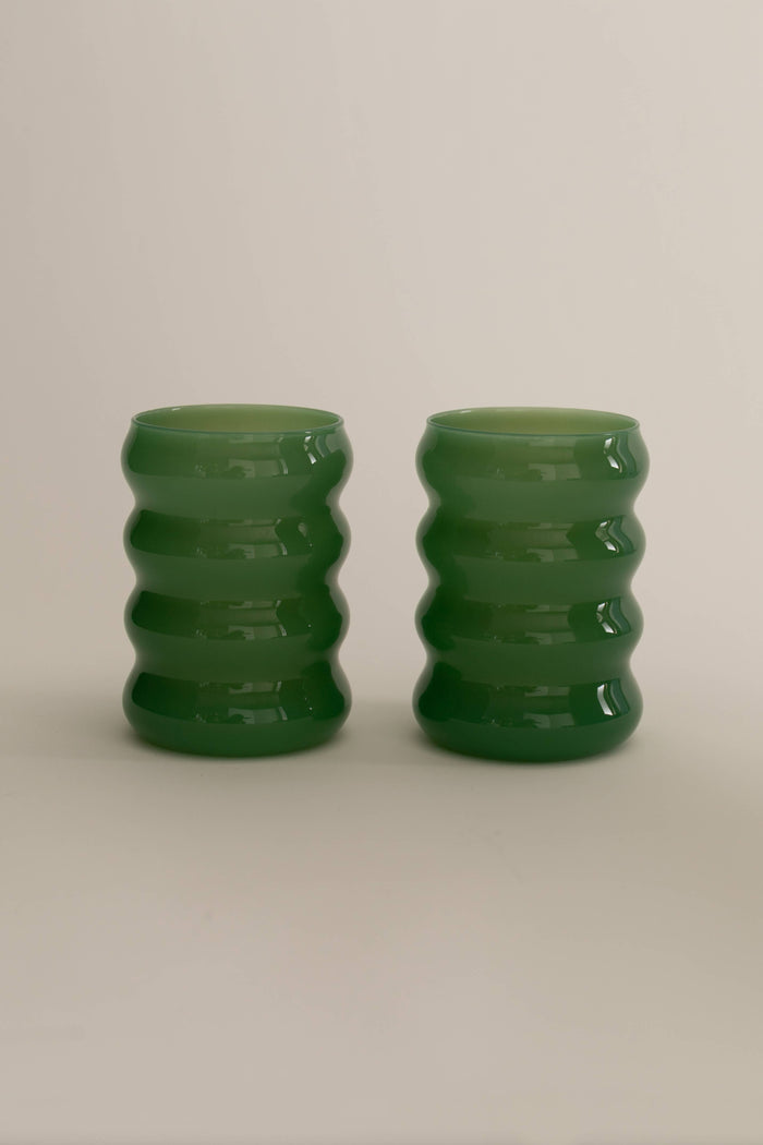 Opaque Ripple Cup, Set of 4, Jade