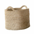 Oval Basket with Handle, Jute - Natural