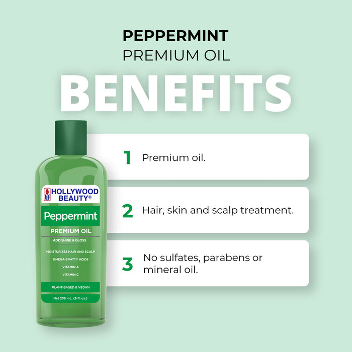 Peppermint Premium Oil for Hair, Scalp, Skin, and Nails - 8 fl oz
