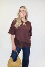 Perfect Timing Asymmetrical Lace Hem Top - The Pink Tulip Clothing