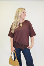 Perfect Timing Asymmetrical Lace Hem Top - The Pink Tulip Clothing
