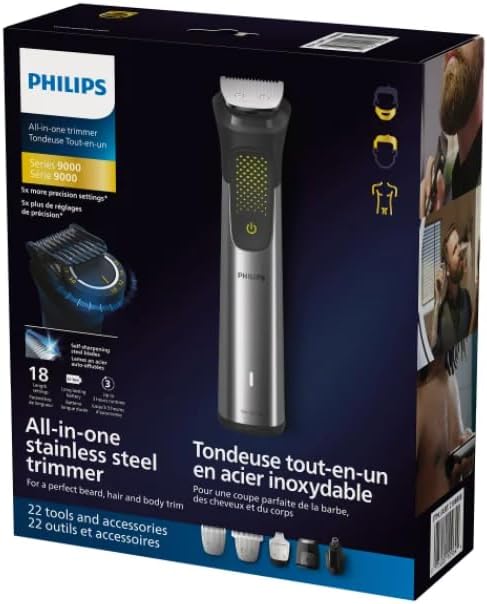Philips Series 9000 All-In-One Trimmer - 22 piece Men's Grooming Kit w/ Travel pouch