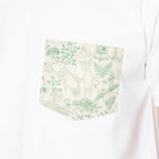 Pocket Tee - White + Linen Animals - Green by Naked & Famous Denim