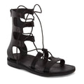Rebecca black, handmade leather sandals with back strap - front view