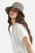 Women's Redding Packable Straw Bucket Hat in the color Black/Natural - Additional Fit image