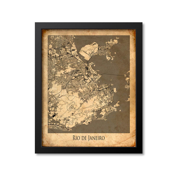 Rio de Janeiro Map Art Print, Brazil