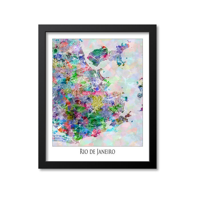Rio de Janeiro Map Art Print, Brazil