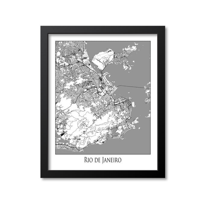 Rio de Janeiro Map Art Print, Brazil