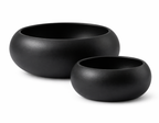OVAL CERAMIC PLANTERS, SET OF 2 - Black