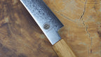 Sakai Jikko "Loco Damascus" Wa-Petty Knife VG10 Mirror-Polished Nickel Damascus with Japanese Oak Handle (13.5cm)