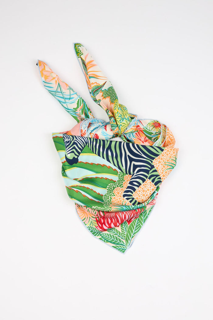 Silk Scarf Zebra in the Jungle Large