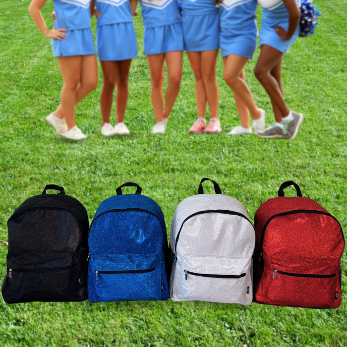 Large Silver glitter backpacks, cheer backpacks, dance backpacks, gymnastics backpacks, tumbling backpacks, ballet backpacks, sports backpacks, pageant backpacks, competition backpacks, glitter cheer bags, sparkle dance bags, glitter gym backpack, glitter practice backpack, glitter team backpack, cheer competition backpack, dance recital backpack, ballet gear backpack, gymnastics gear backpack, glitter travel backpack, glitter performance bag