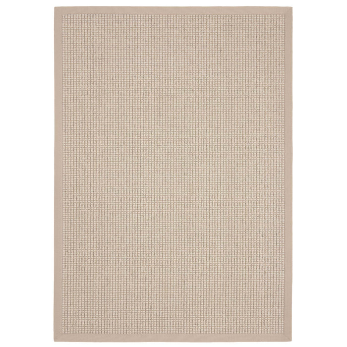 Sisal Boucle Beige Rug made from 100% wool with a beige border.