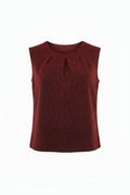 Sleeveless Sequin Jewel Neck Top in Deep Red - 902T-RED