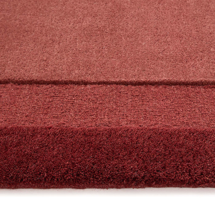 Stacked Borders Wine Red Rug- 100% wool rug in two shades of red.