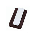 Stainless Steel  and Leather Money ClipNEW! Personalized Polished Stainless Steel &amp; Leather Money Clip
This sophisticated money clip combines solid stainless steel with premium brown or black leather,Money Clip/Key ringT.M.JTheodore Men's JewelryStainless Steel