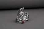 vkngjewelry Ring Sterling Silver Helm of Awe Wolf Ring Handmade Norse Jewelry
