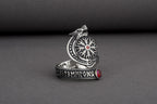 vkngjewelry Ring Sterling Silver Helm of Awe Wolf Ring Handmade Norse Jewelry