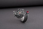 vkngjewelry Ring Sterling Silver Helm of Awe Wolf Ring Handmade Norse Jewelry