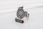 vkngjewelry Ring Sterling Silver Helm of Awe Wolf Ring Handmade Norse Jewelry