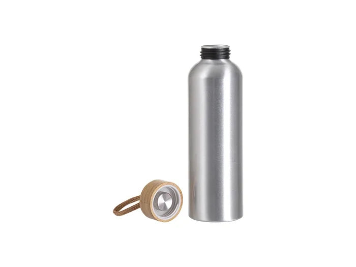 Sublimation Blanks 20oz/600ml Aluminum Water Bottle w/ Bamboo Lid (Silver)
